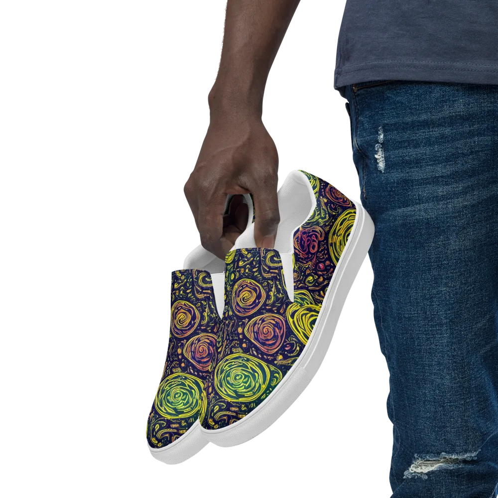 Afterdark Whorl on Men's Slip-On Canvas Shoes — Left Front