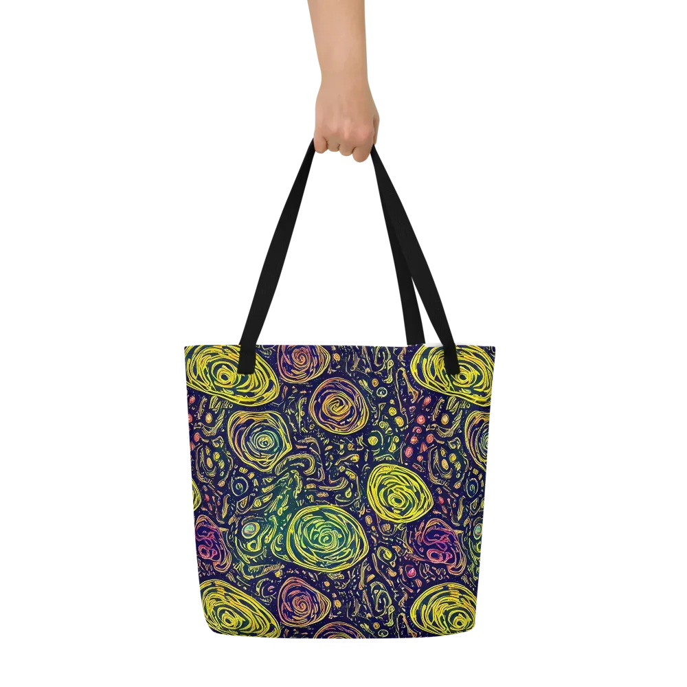 Afterdark Whorl on Large Tote Bag W/ Pocket — Front
