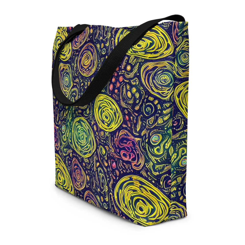 Afterdark Whorl on Large Tote Bag W/ Pocket — Front