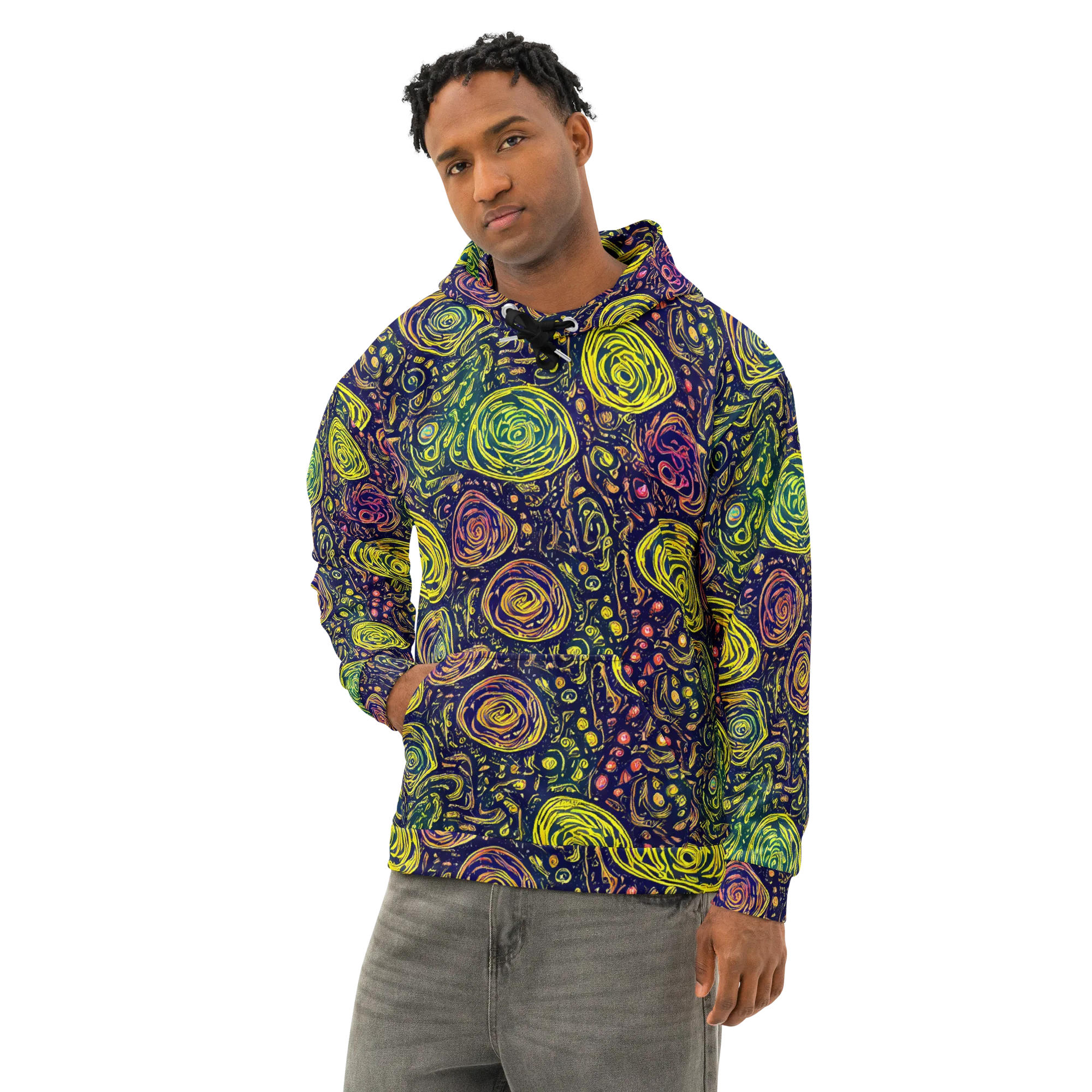 Afterdark Whorl on Cotton Hoodie — Left Front