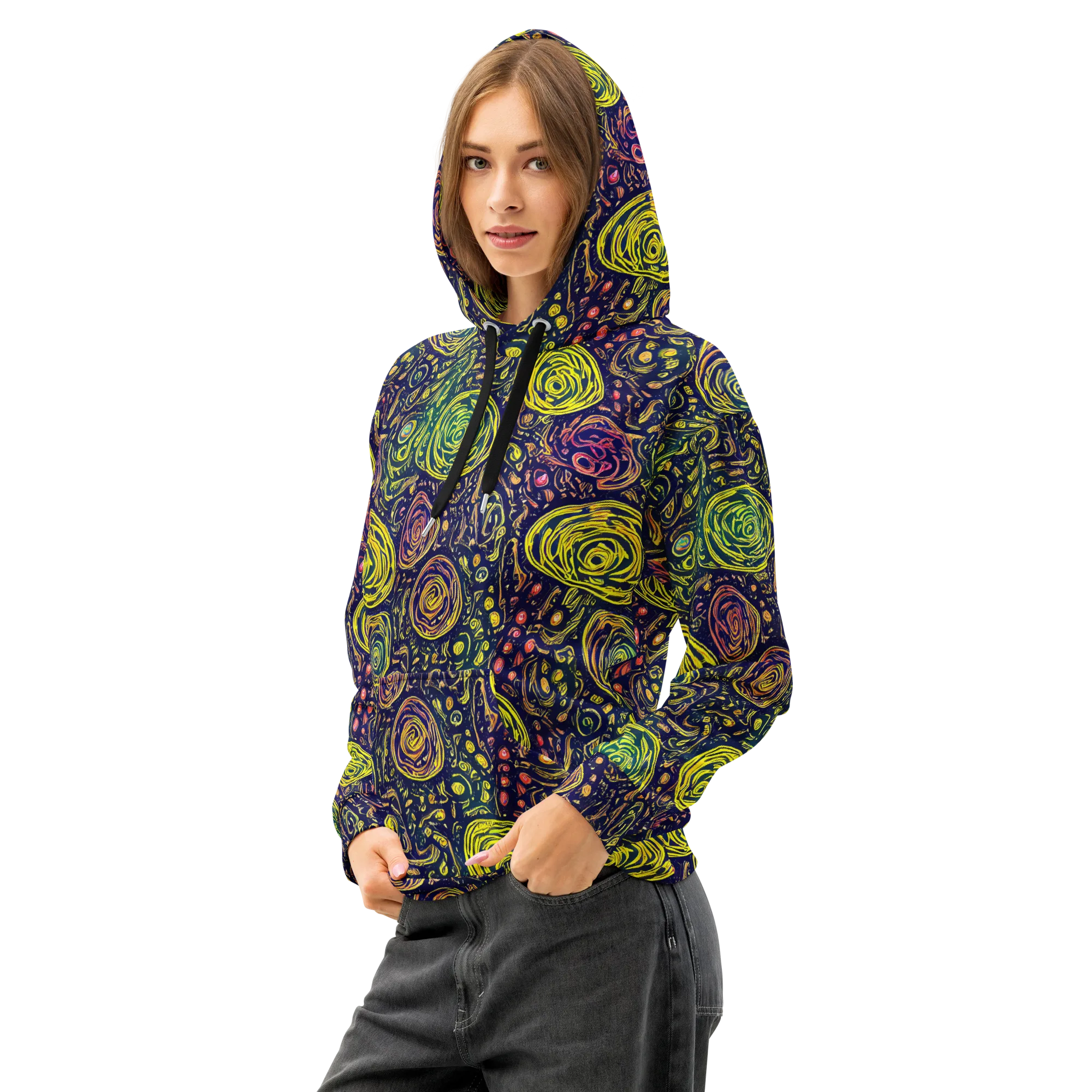 Afterdark Whorl on Cotton Hoodie — Left Front