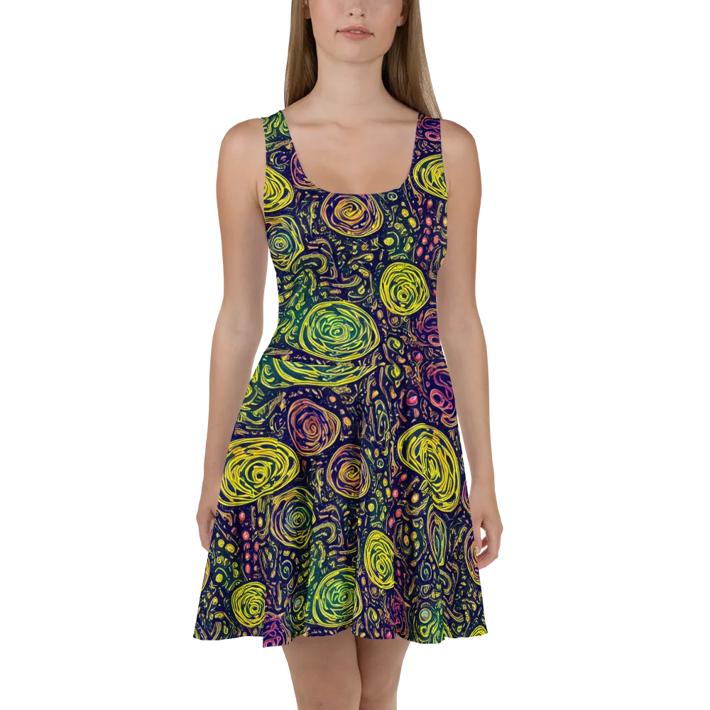 Afterdark Whorl on Skater Dress — Front