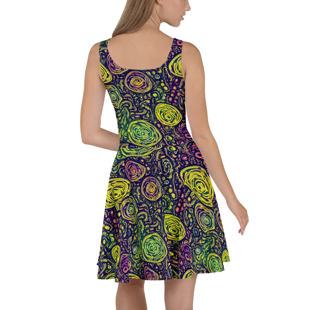 Afterdark Whorl on Skater Dress — Back