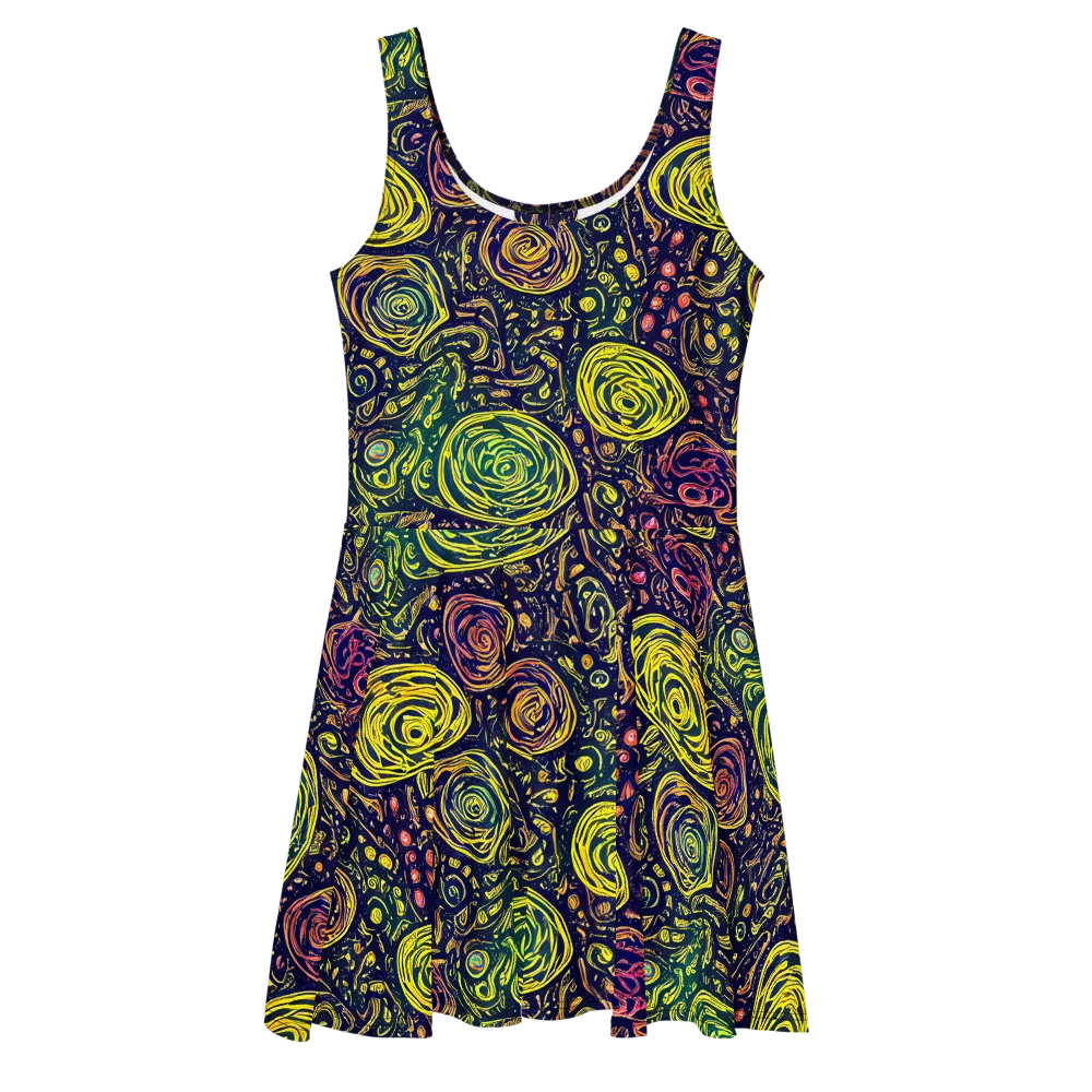 Afterdark Whorl on Skater Dress — Front