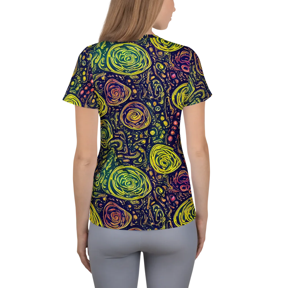 Afterdark Whorl on Women's Athletic T-Shirt — Back