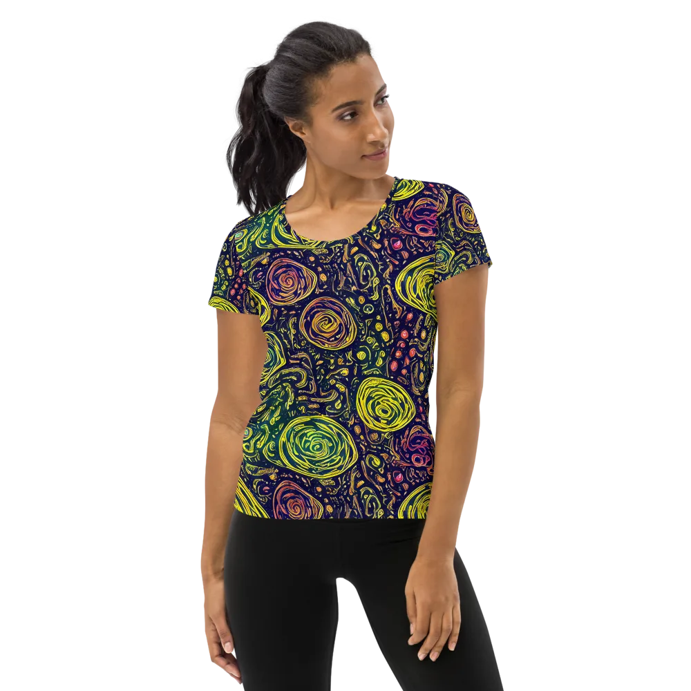 Afterdark Whorl on Women's Athletic T-Shirt — Front