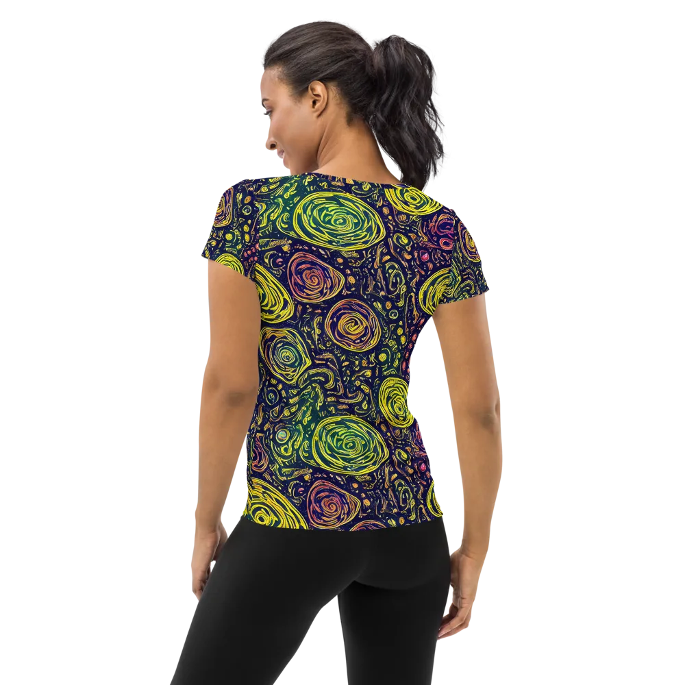 Afterdark Whorl on Women's Athletic T-Shirt — Back