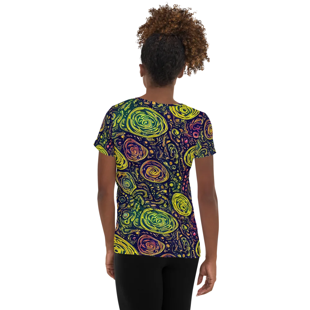 Afterdark Whorl on Women's Athletic T-Shirt — Back