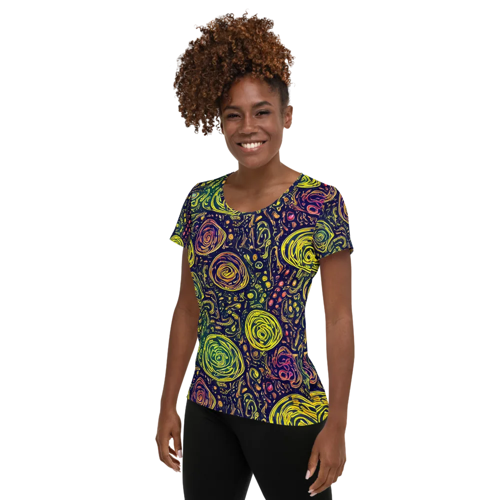 Afterdark Whorl on Women's Athletic T-Shirt — Left