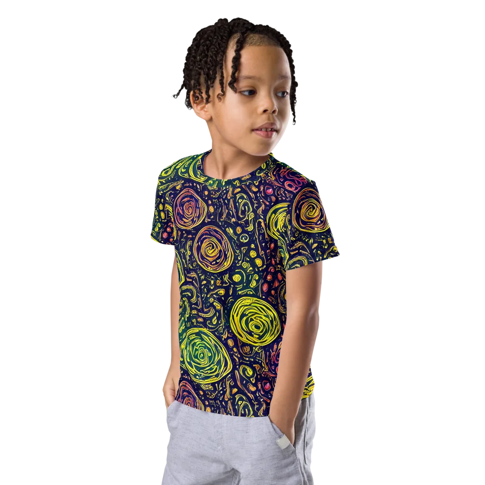 Afterdark Whorl on Kids Crew Neck T-Shirt — Left Front