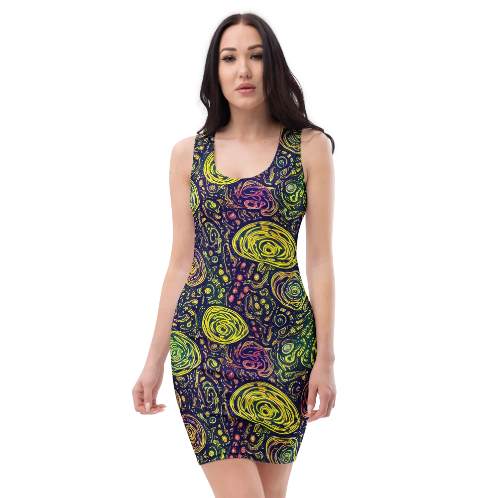 Afterdark Whorl on Bodycon Dress — Front