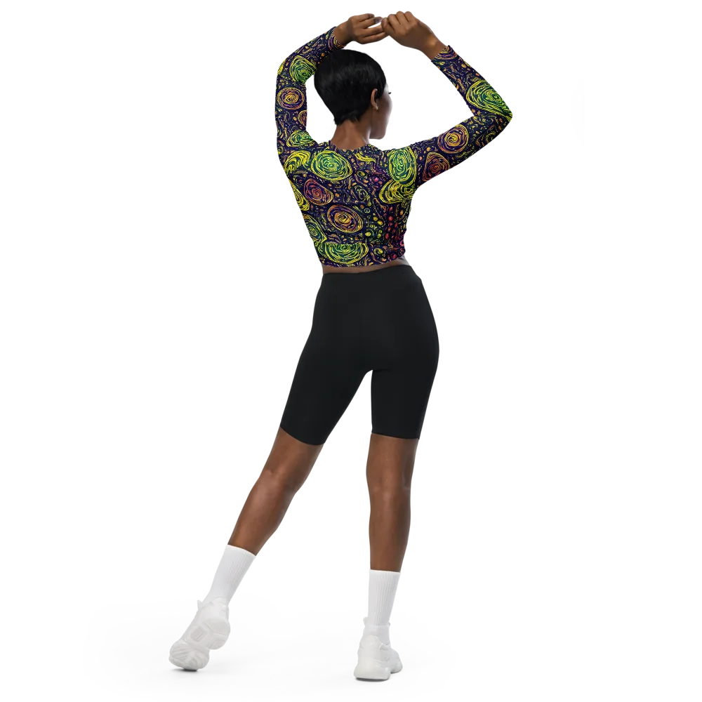 Afterdark Whorl on Long Sleeve Crop Top — Back