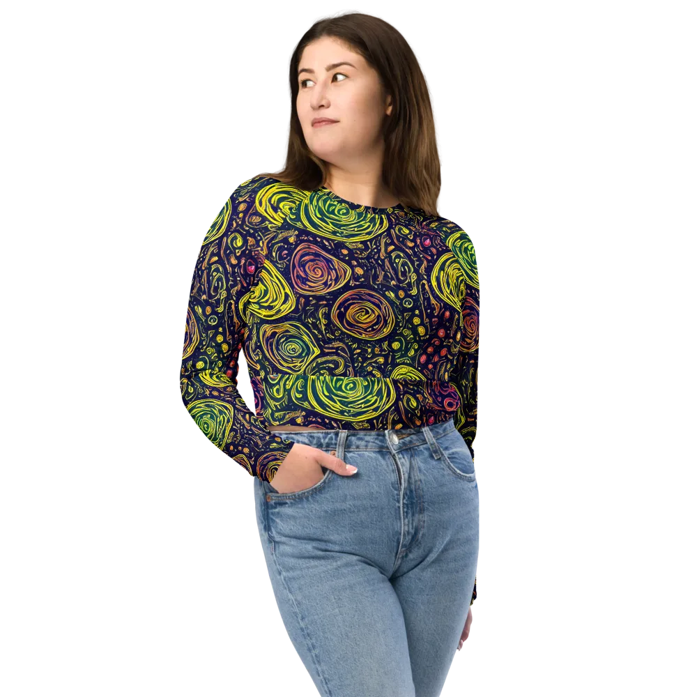 Afterdark Whorl on Long Sleeve Crop Top — Front