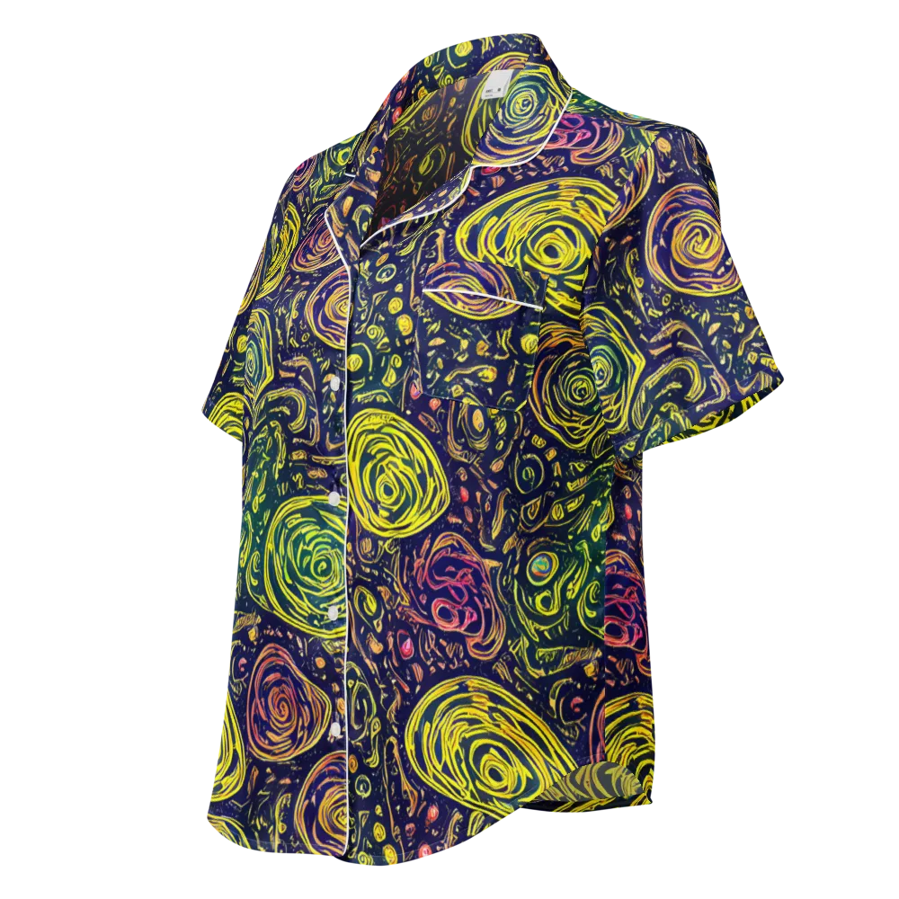 Afterdark Whorl on Women's Short Sleeve Pajama Top — Left Front