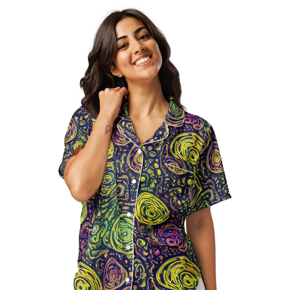 Afterdark Whorl on Women's Short Sleeve Pajama Top — Front
