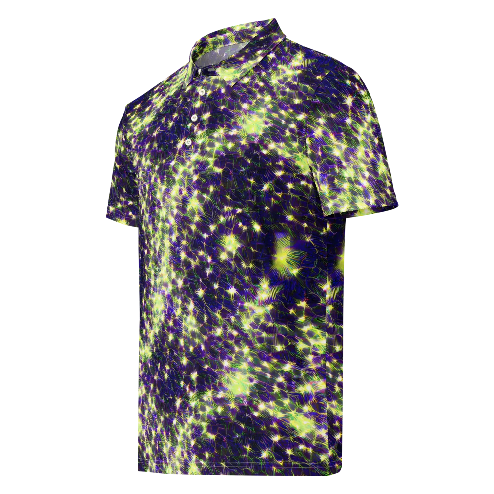 Cosmic Dandelion on Men's Slim Fit Polo Shirt — Left Front