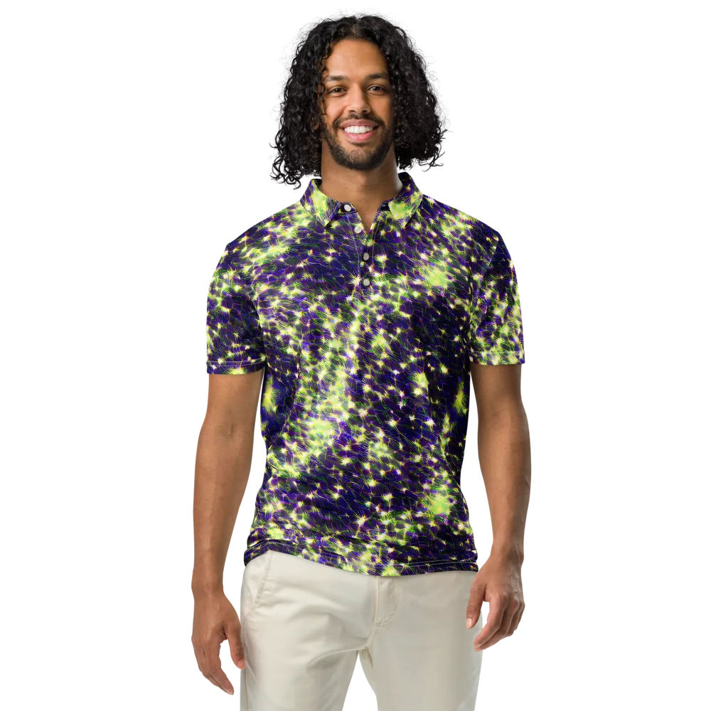 Cosmic Dandelion on Men's Slim Fit Polo Shirt — Front