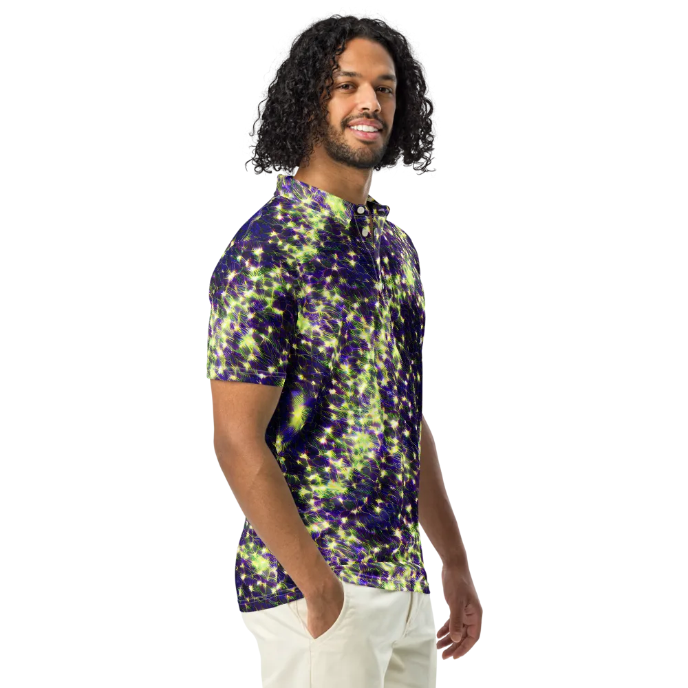 Cosmic Dandelion on Men's Slim Fit Polo Shirt — Right Front