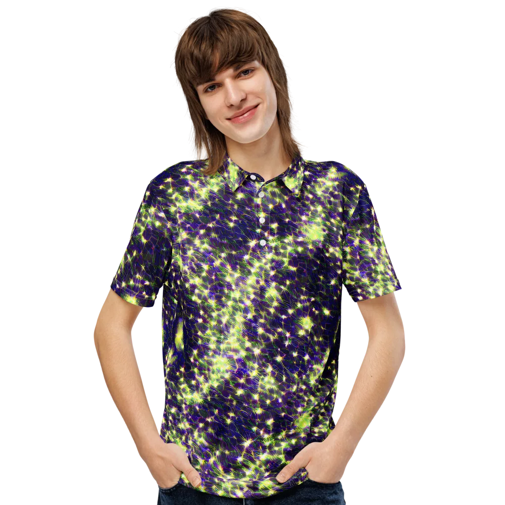 Cosmic Dandelion on Men's Slim Fit Polo Shirt — Front