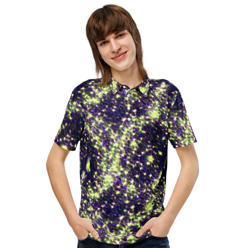 Cosmic Dandelion on a Men's Slim Fit Polo Shirt