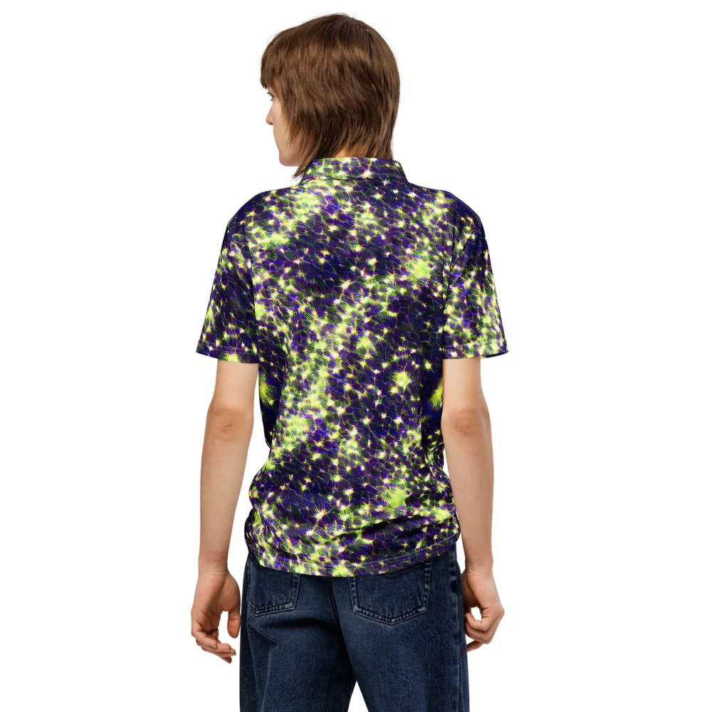 Cosmic Dandelion on Men's Slim Fit Polo Shirt — Back