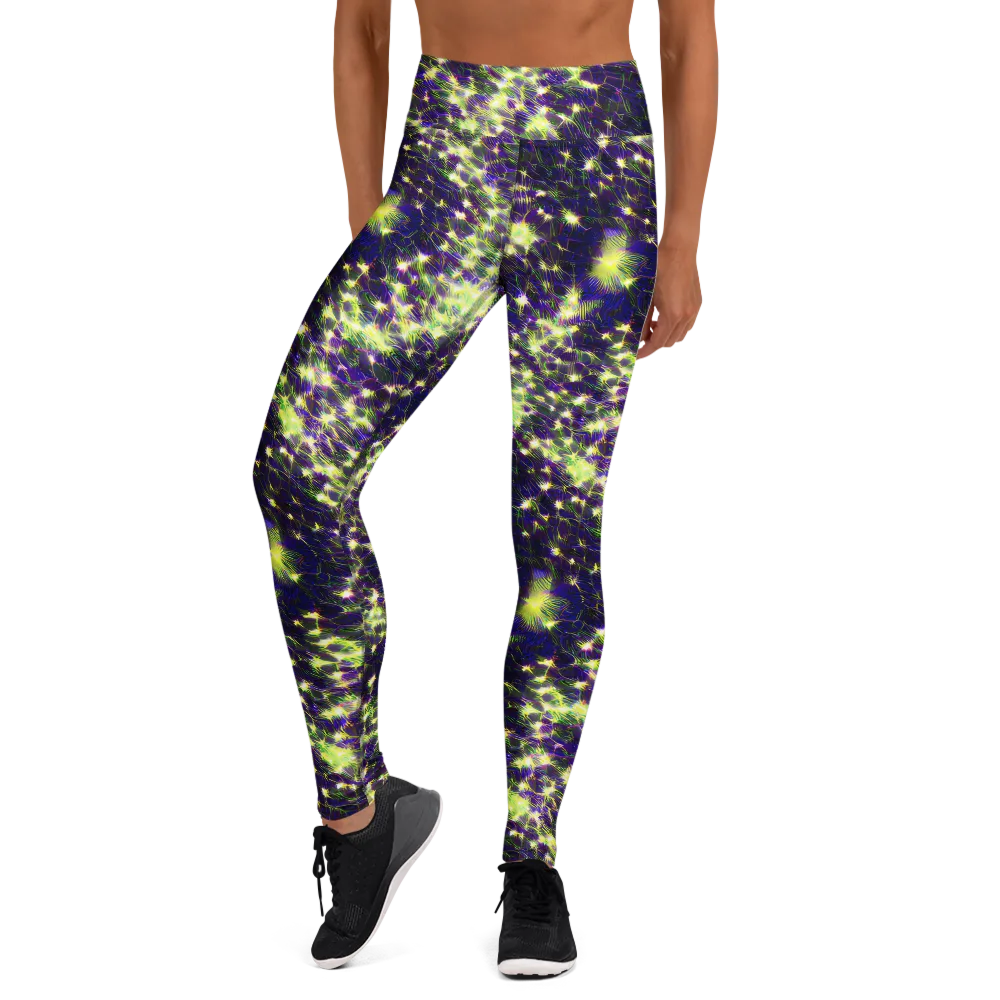 Cosmic Dandelion on Yoga Leggings — Front