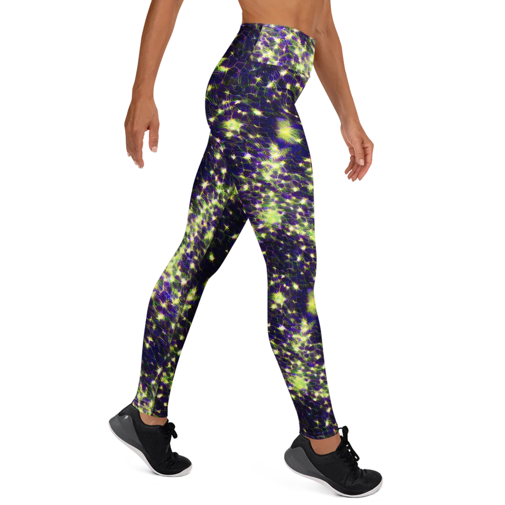 Cosmic Dandelion on Yoga Leggings — Right
