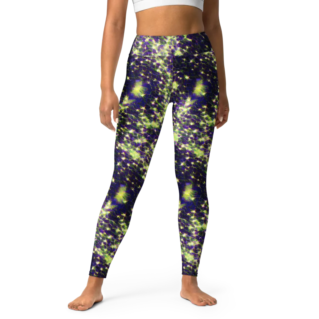 Cosmic Dandelion on Yoga Leggings — Front