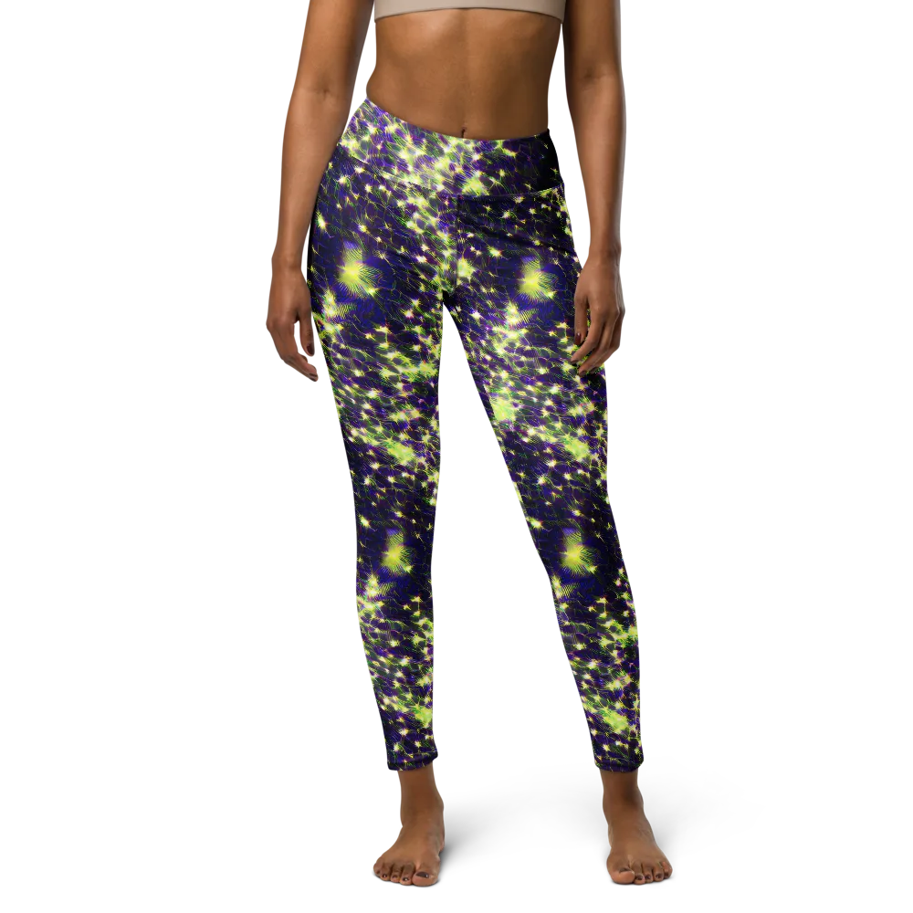 Cosmic Dandelion on Yoga Leggings — Front
