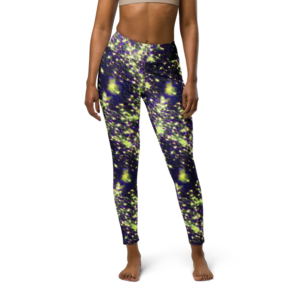 Cosmic Dandelion on Yoga Leggings — Front