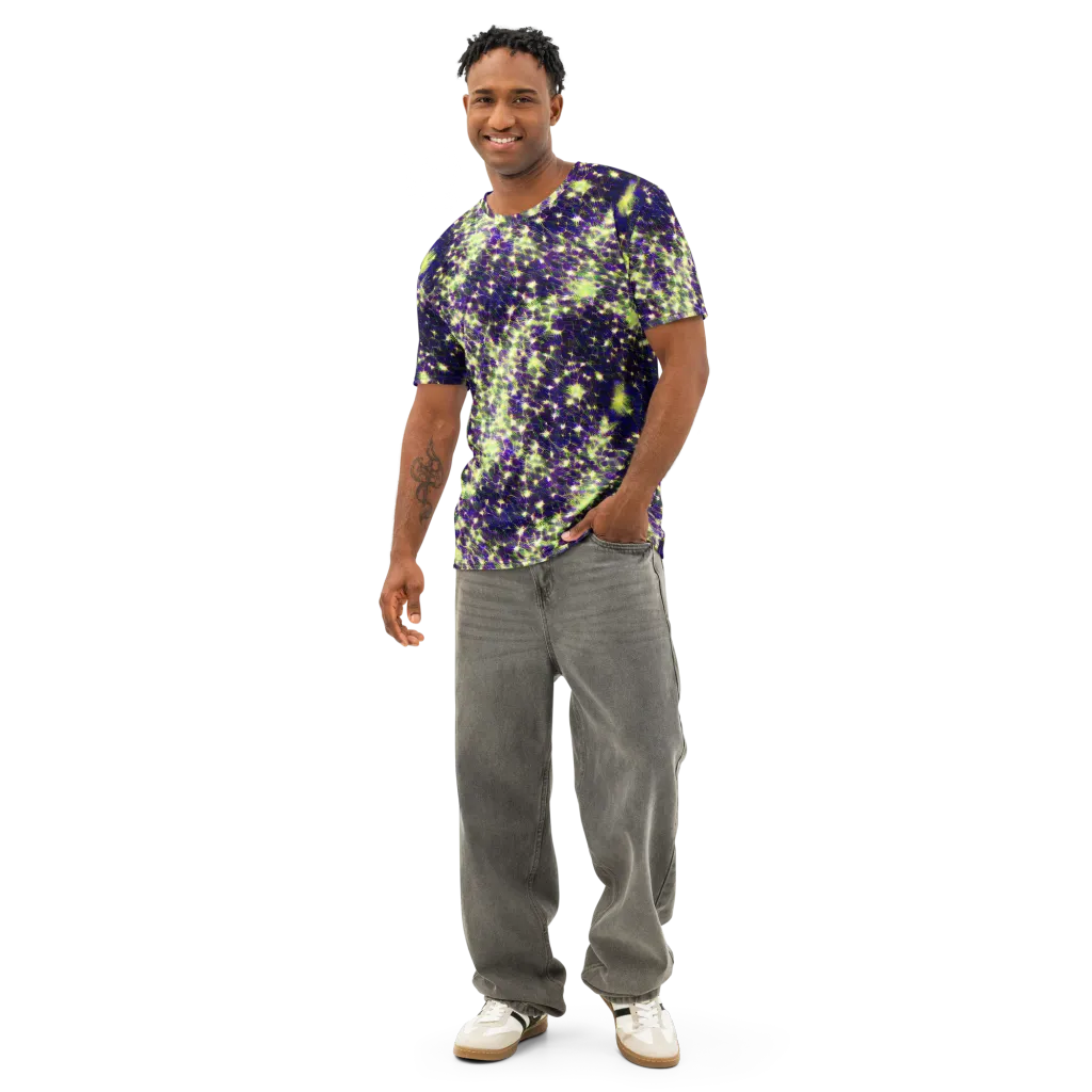 Cosmic Dandelion on Men's Cotton Crew Neck T-Shirt — Front