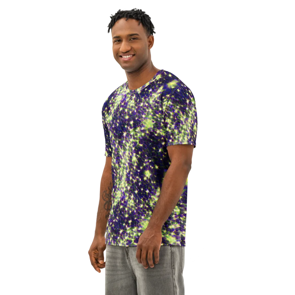Cosmic Dandelion on Men's Cotton Crew Neck T-Shirt — Left Front