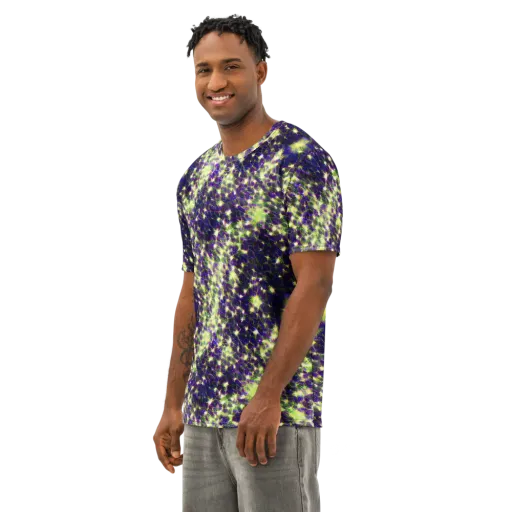 Cosmic Dandelion on a Men's Cotton Crew Neck T-Shirt