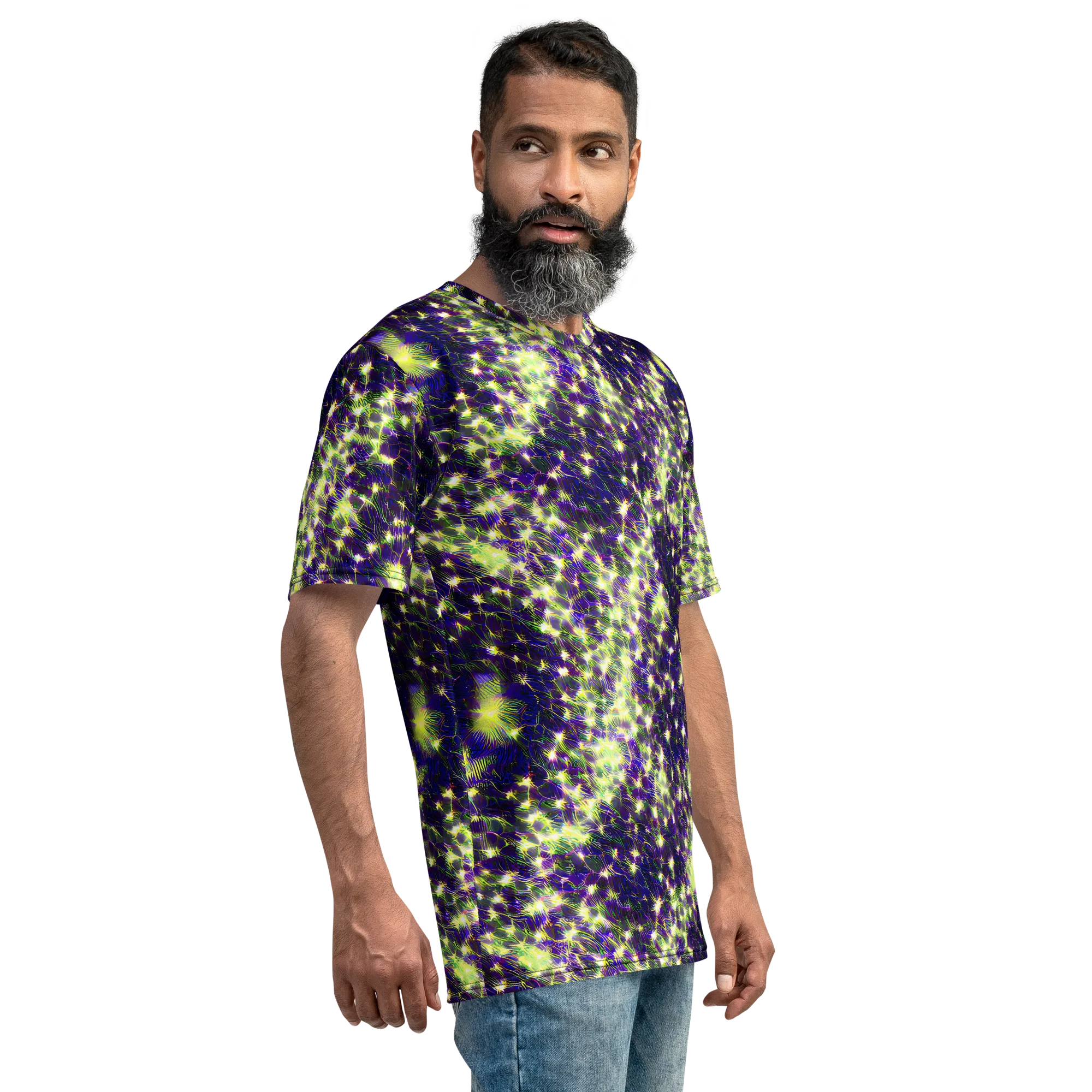 Cosmic Dandelion on Men's Crew Neck T-Shirt — Right