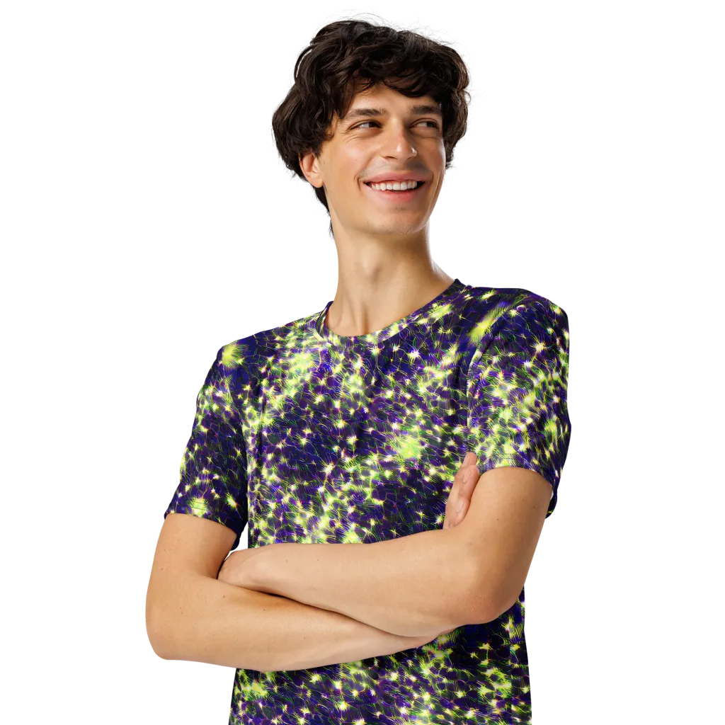 Cosmic Dandelion on Men's Crew Neck T-Shirt — Left Front