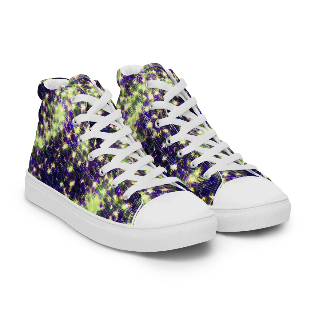 Cosmic Dandelion on Men's High Top Canvas Shoes — Right Front