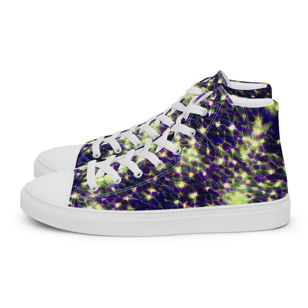 Cosmic Dandelion on Men's High Top Canvas Shoes — Left