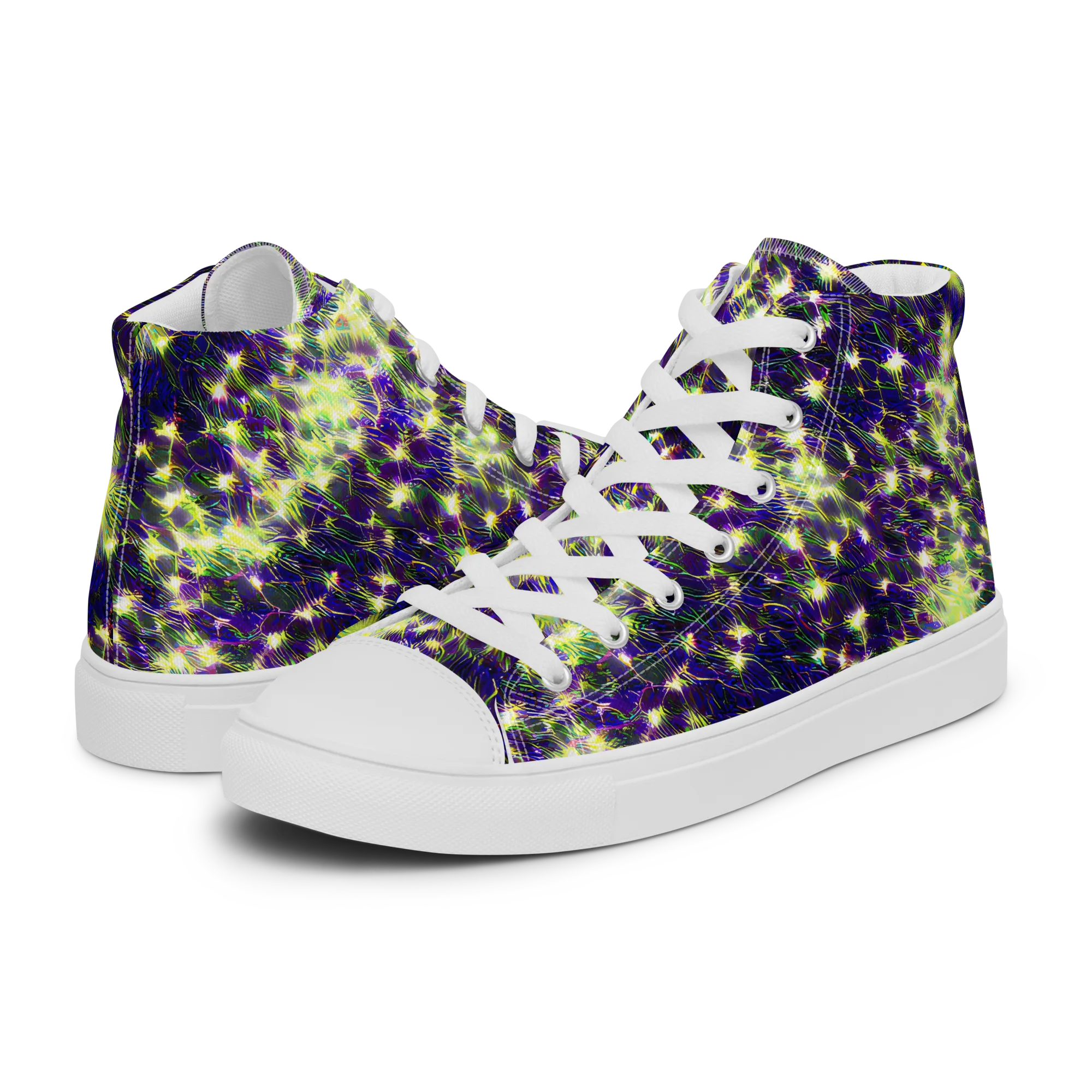Cosmic Dandelion on Men's High Top Canvas Shoes — Left