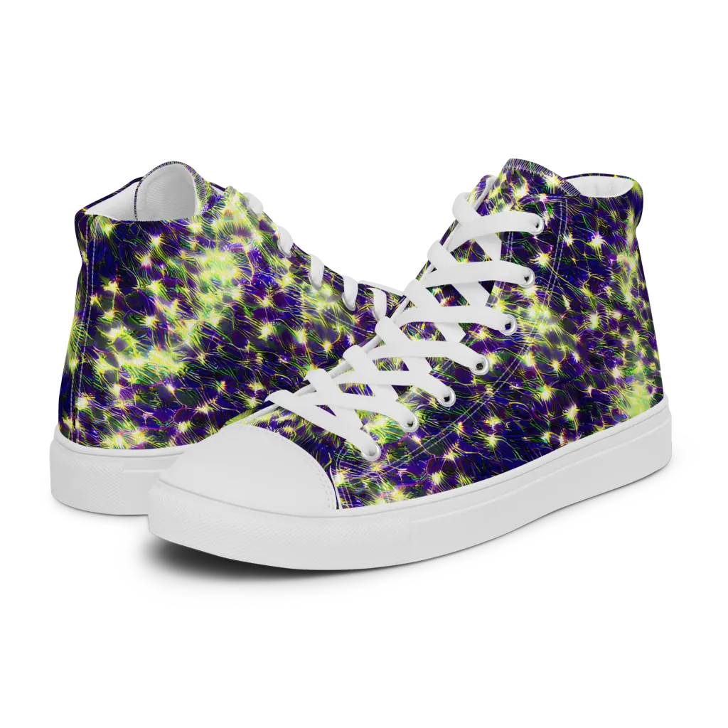 Cosmic Dandelion on Men's High Top Canvas Shoes — Left