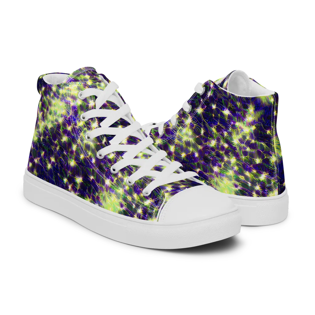 Cosmic Dandelion on Men's High Top Canvas Shoes — Right