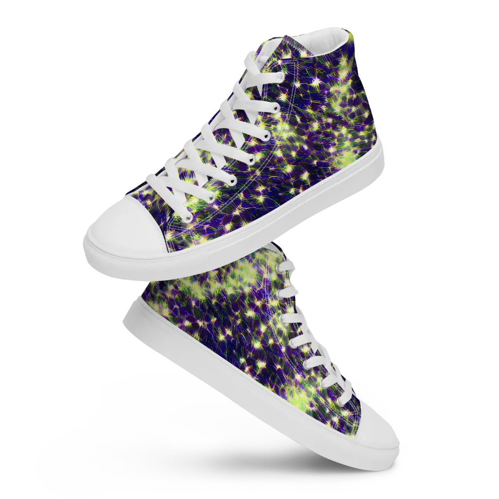 Cosmic Dandelion on Men's High Top Canvas Shoes — Front