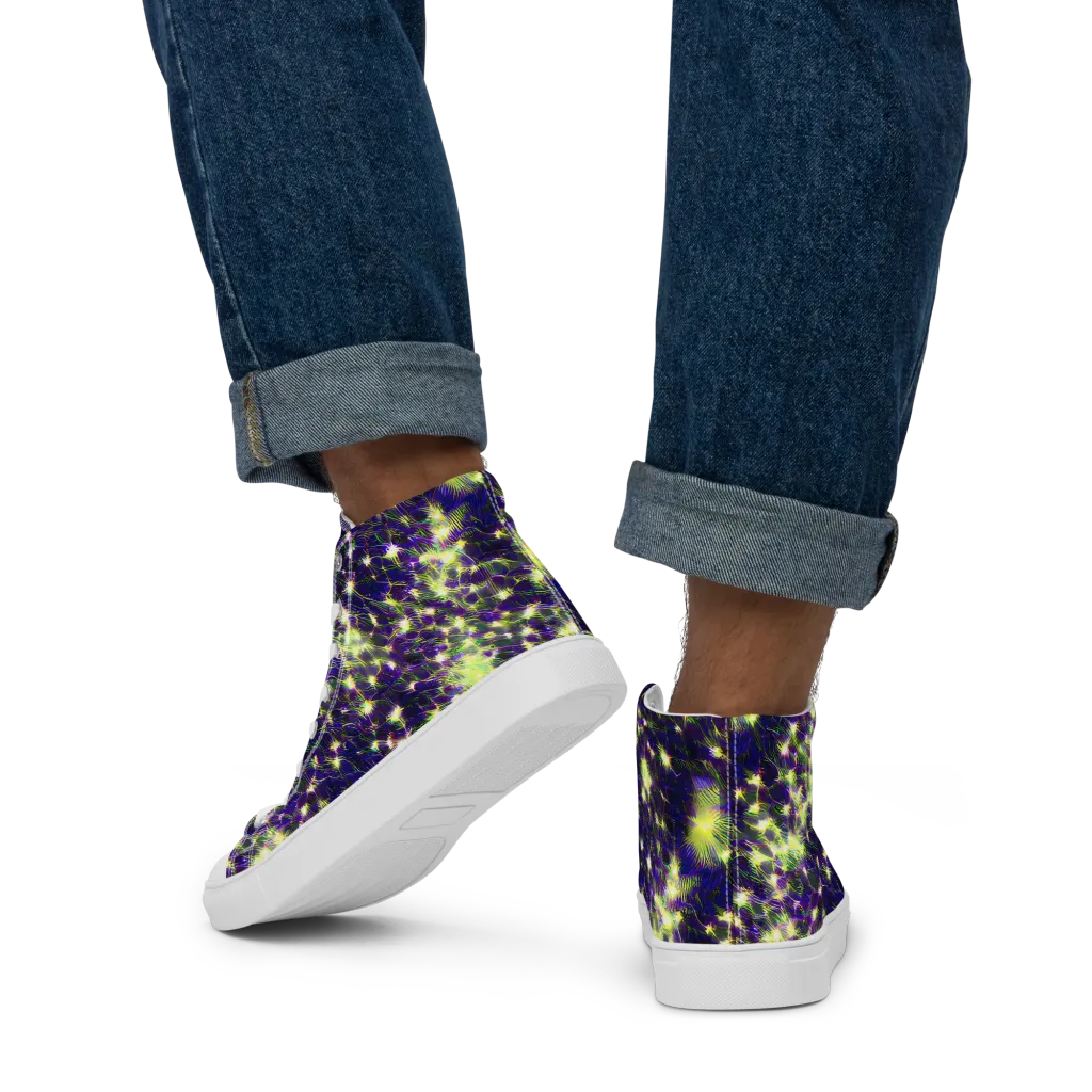 Cosmic Dandelion on Men's High Top Canvas Shoes — Back