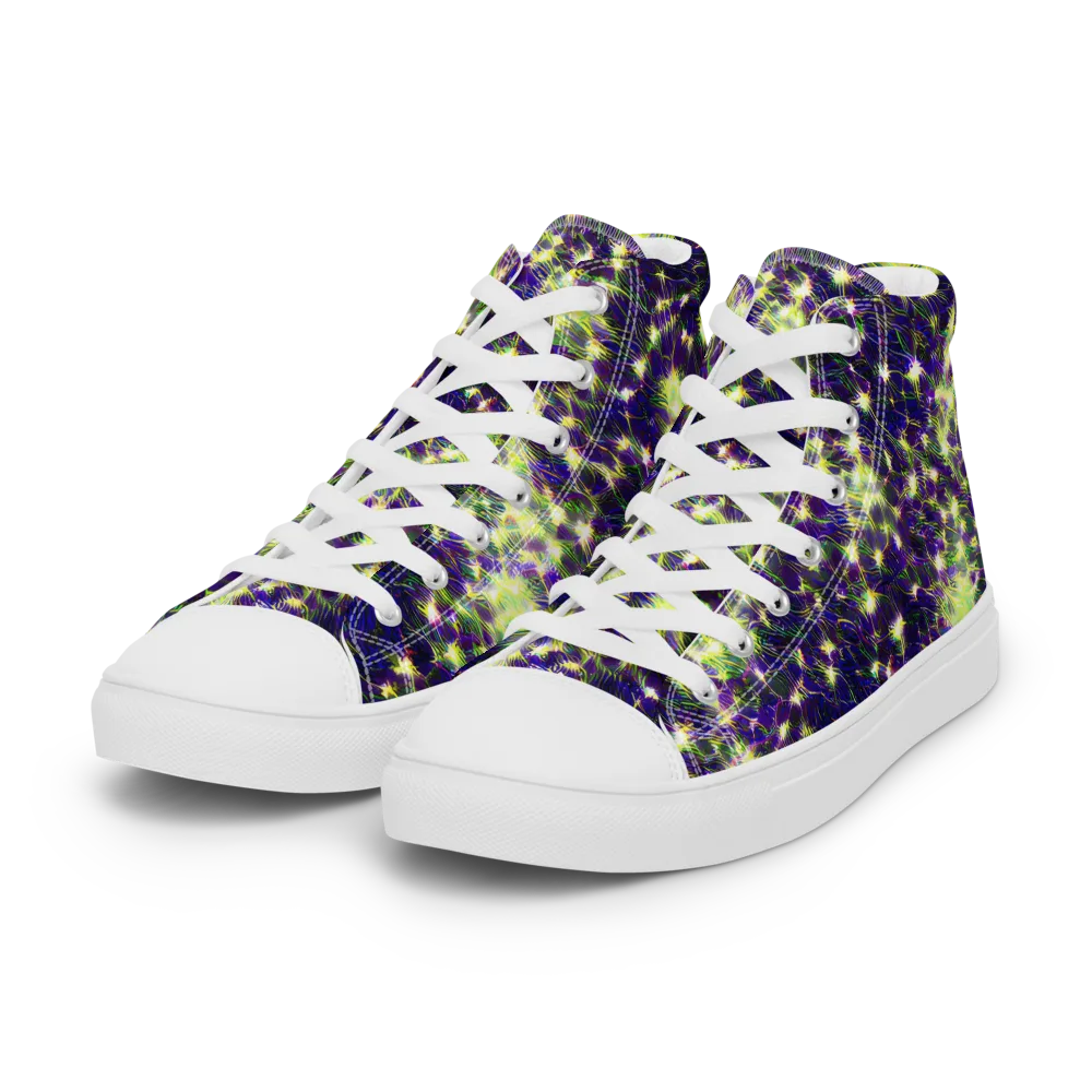 Cosmic Dandelion on Women's High Top Canvas Shoes — Left Front
