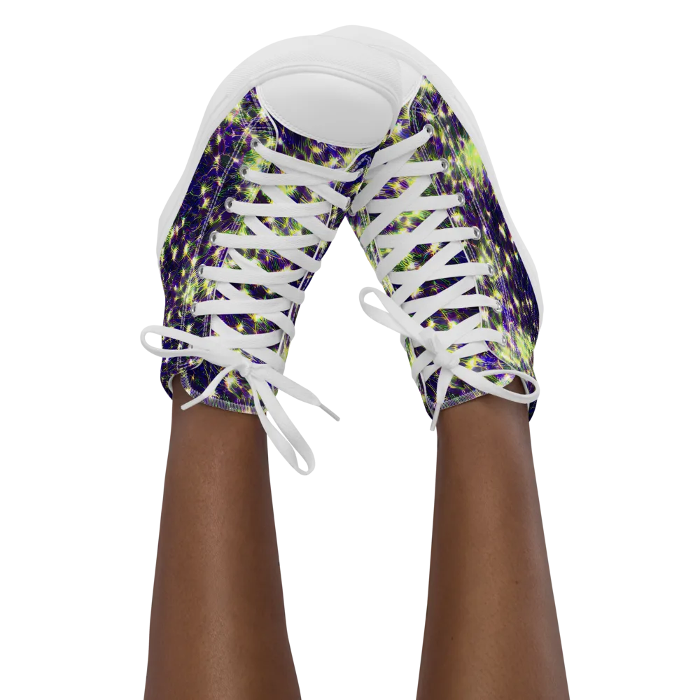 Cosmic Dandelion on Women's High Top Canvas Shoes — Front