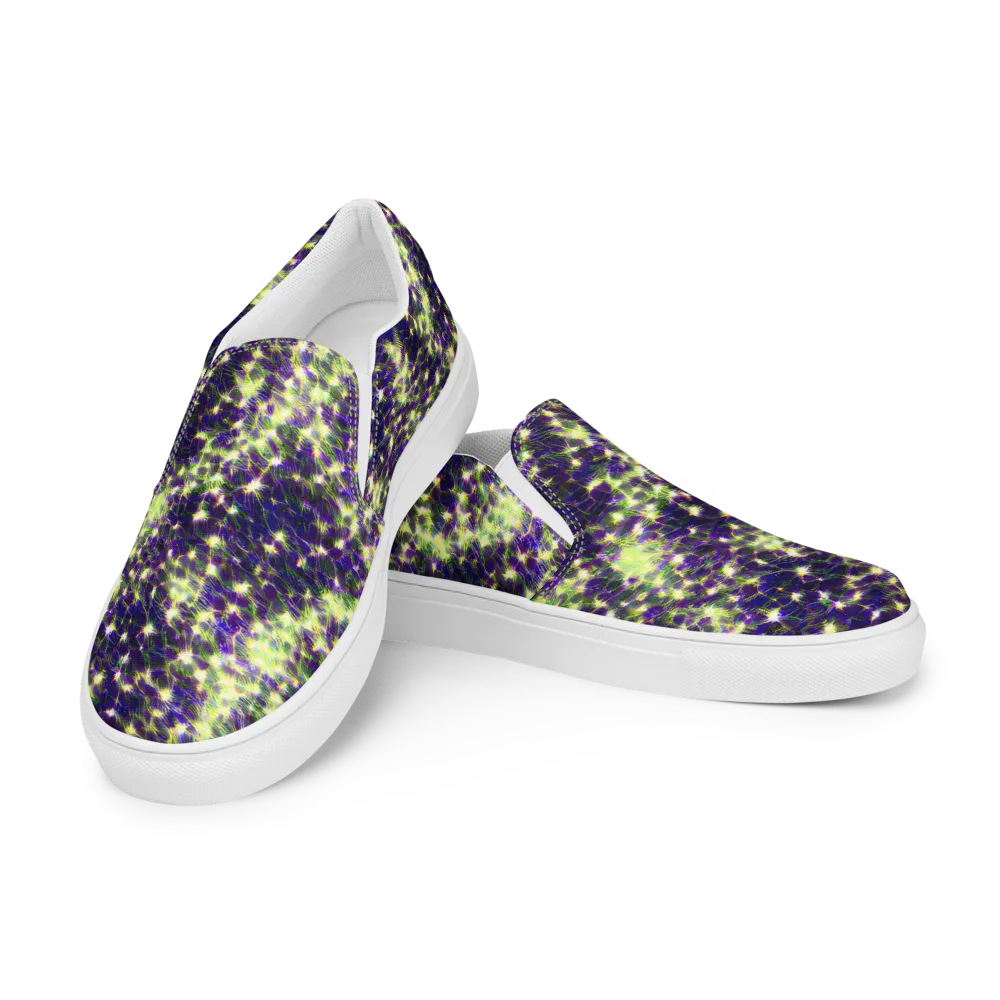 Cosmic Dandelion on Men's Slip-On Canvas Shoes — Left Front