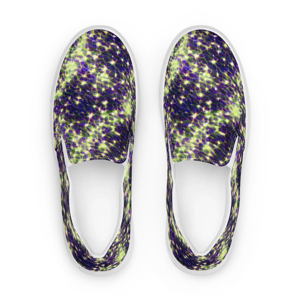 Cosmic Dandelion on Women's Slip-On Canvas Shoes — Front