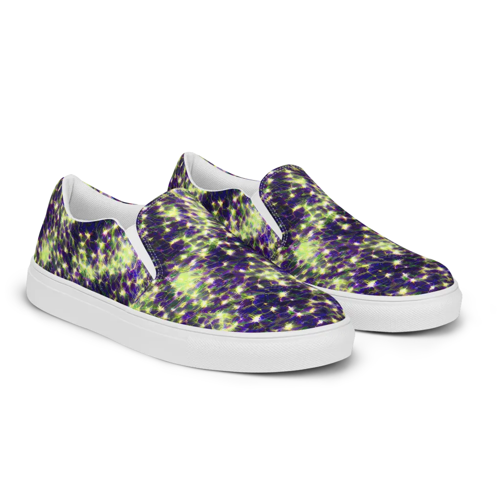 Cosmic Dandelion on Women's Slip-On Canvas Shoes — Right Front