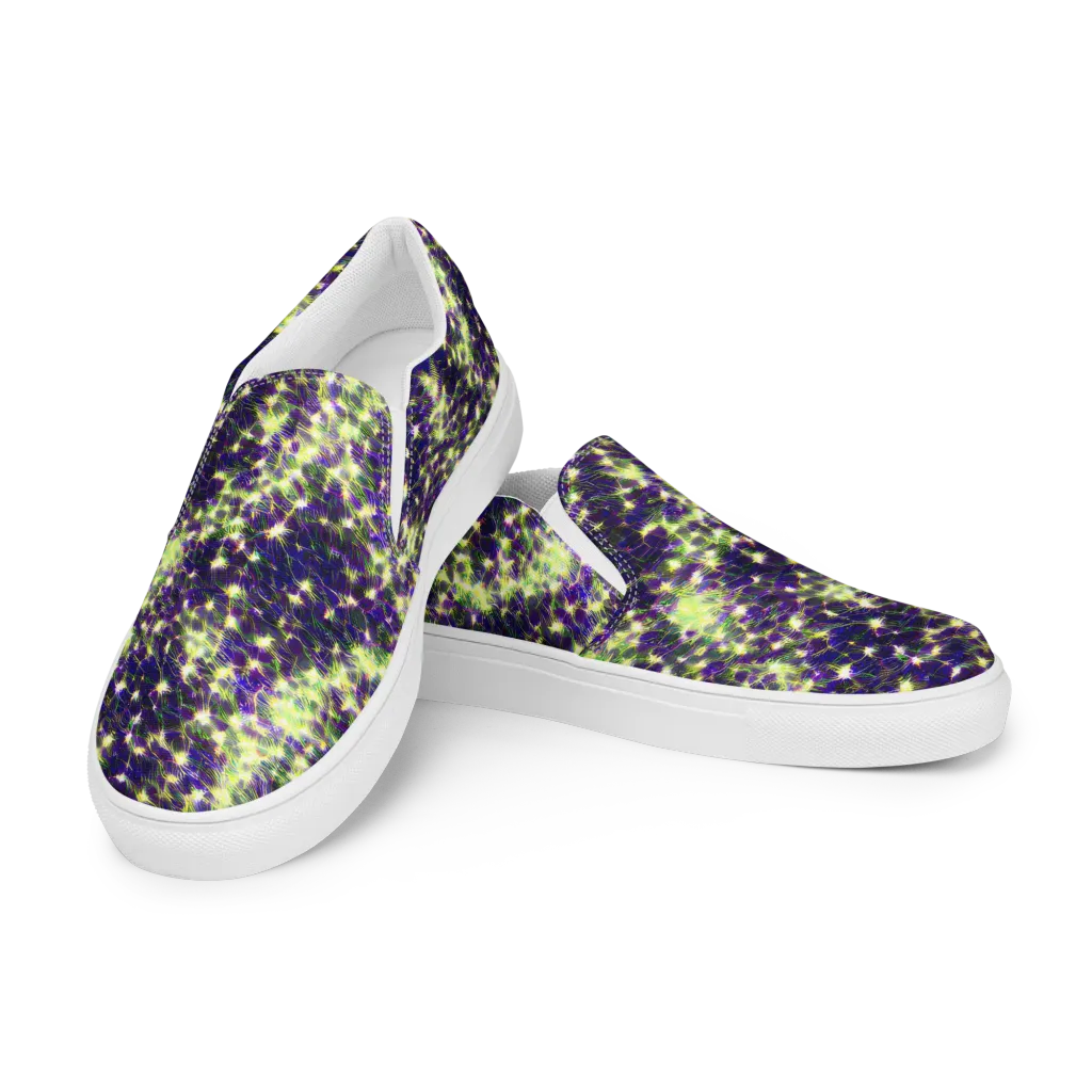 Cosmic Dandelion on Women's Slip-On Canvas Shoes — Left Front
