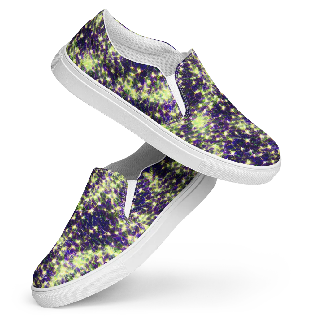 Cosmic Dandelion on Women's Slip-On Canvas Shoes — Front