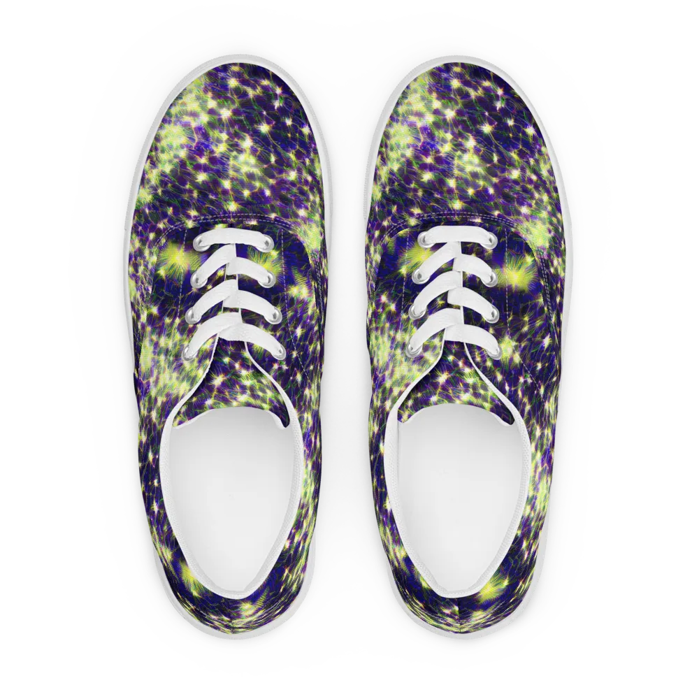 Cosmic Dandelion on Men's Lace-Up Canvas Shoes — Front